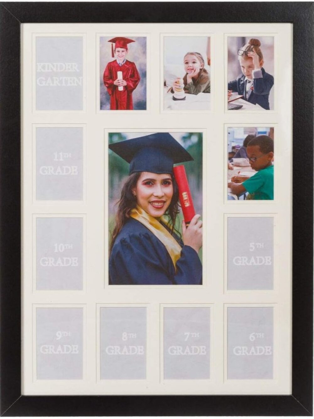 School Years Picture Days Collage Frame with Double White Mat, Displays One 5x7